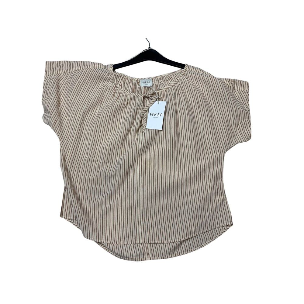 Wrap London Striped Tie Neck Blouse SZ 10